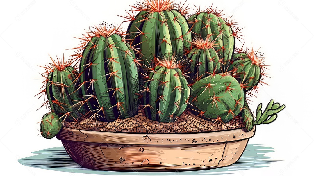 ilustração desenho animado cacto.