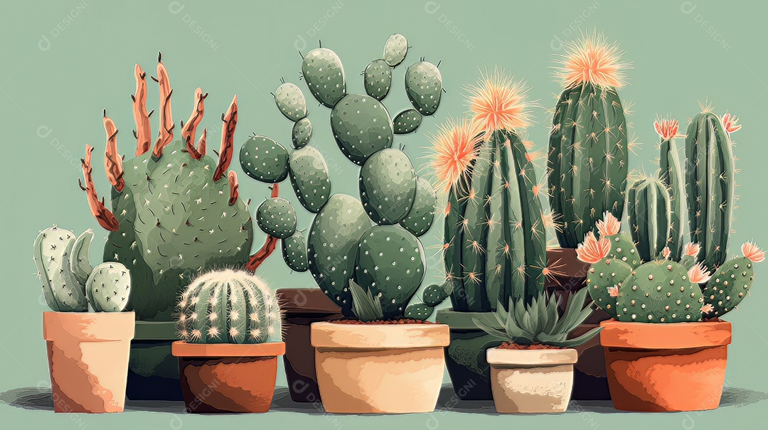 ilustração desenho animado cacto.