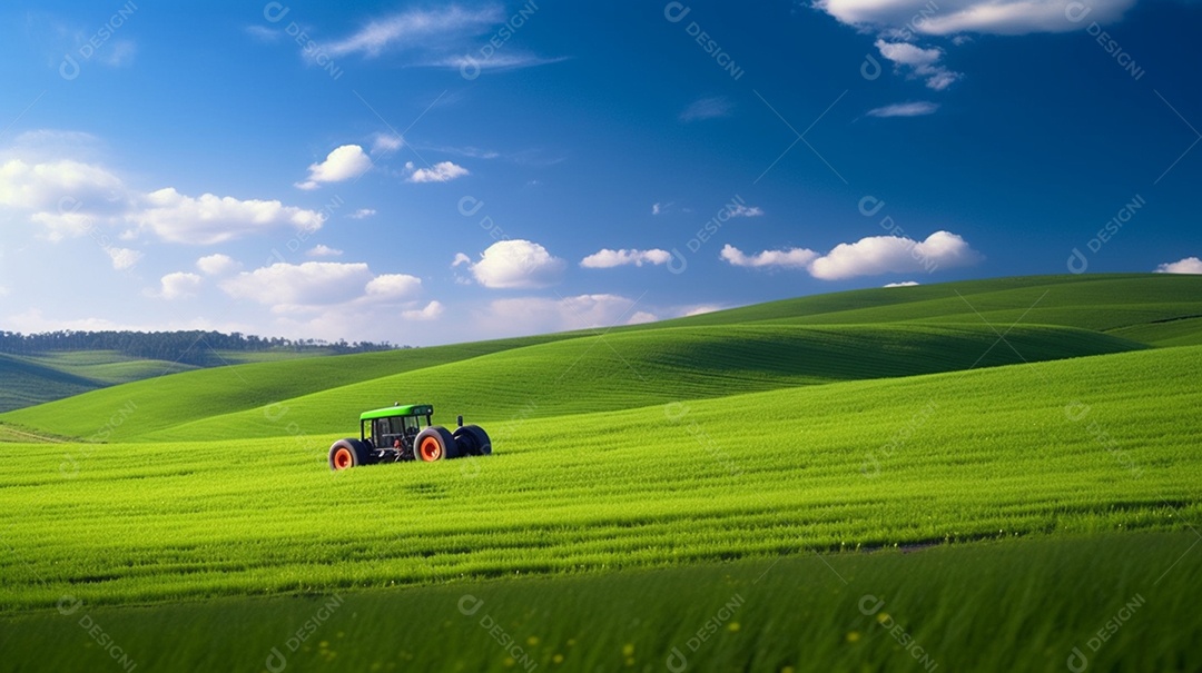 Trator sobre uma plantação
