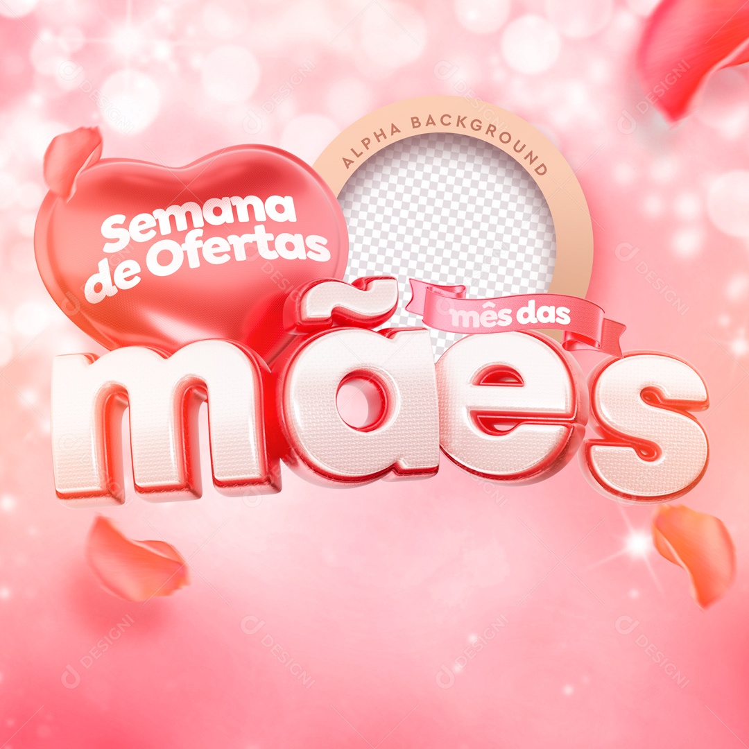 Selo 3D Semana De Ofertas Mês Das Mães Texto Editável
