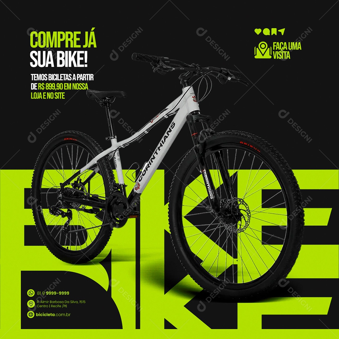 Compre Já Sua Bike Bicicletaria Social Media PSD Editável
