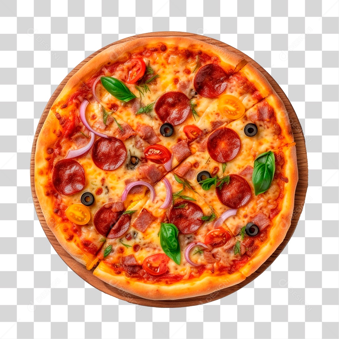 Deliciosa Pizza Tabua De Madeira PNG Transparente