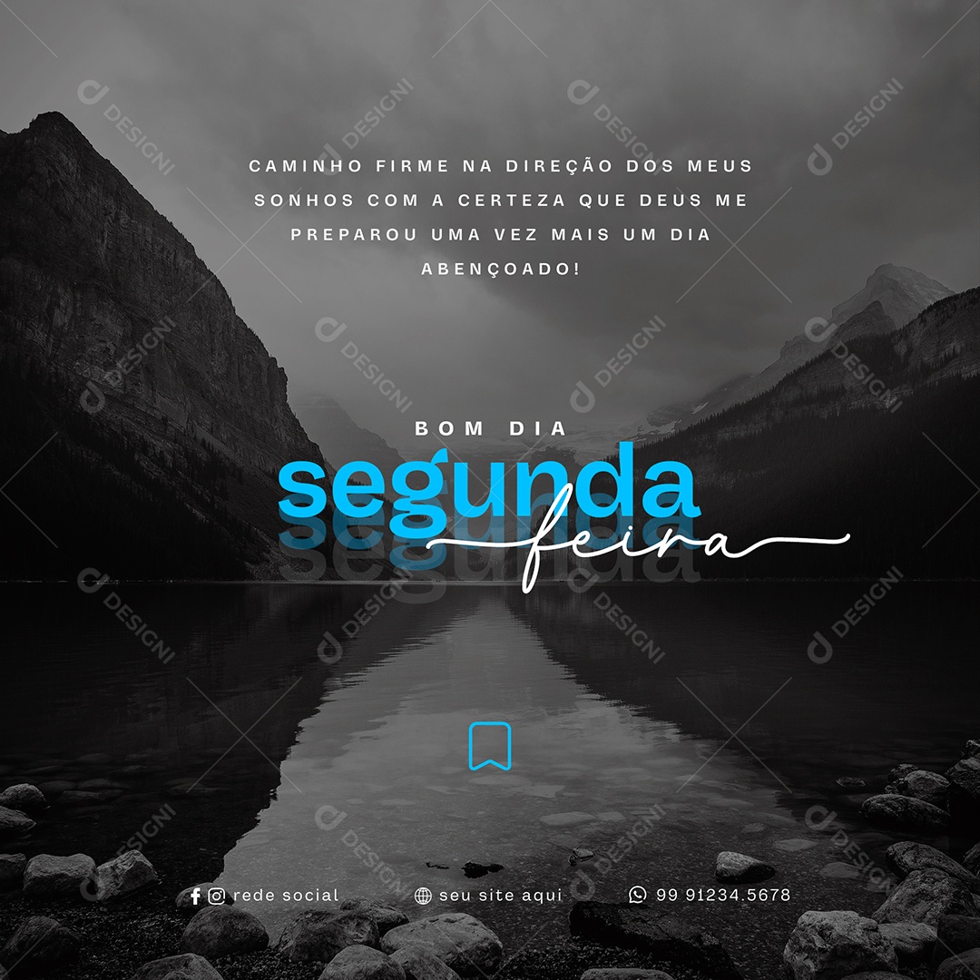 Mensagem Bom Dia Segunda Feira Social Media PSD Editável