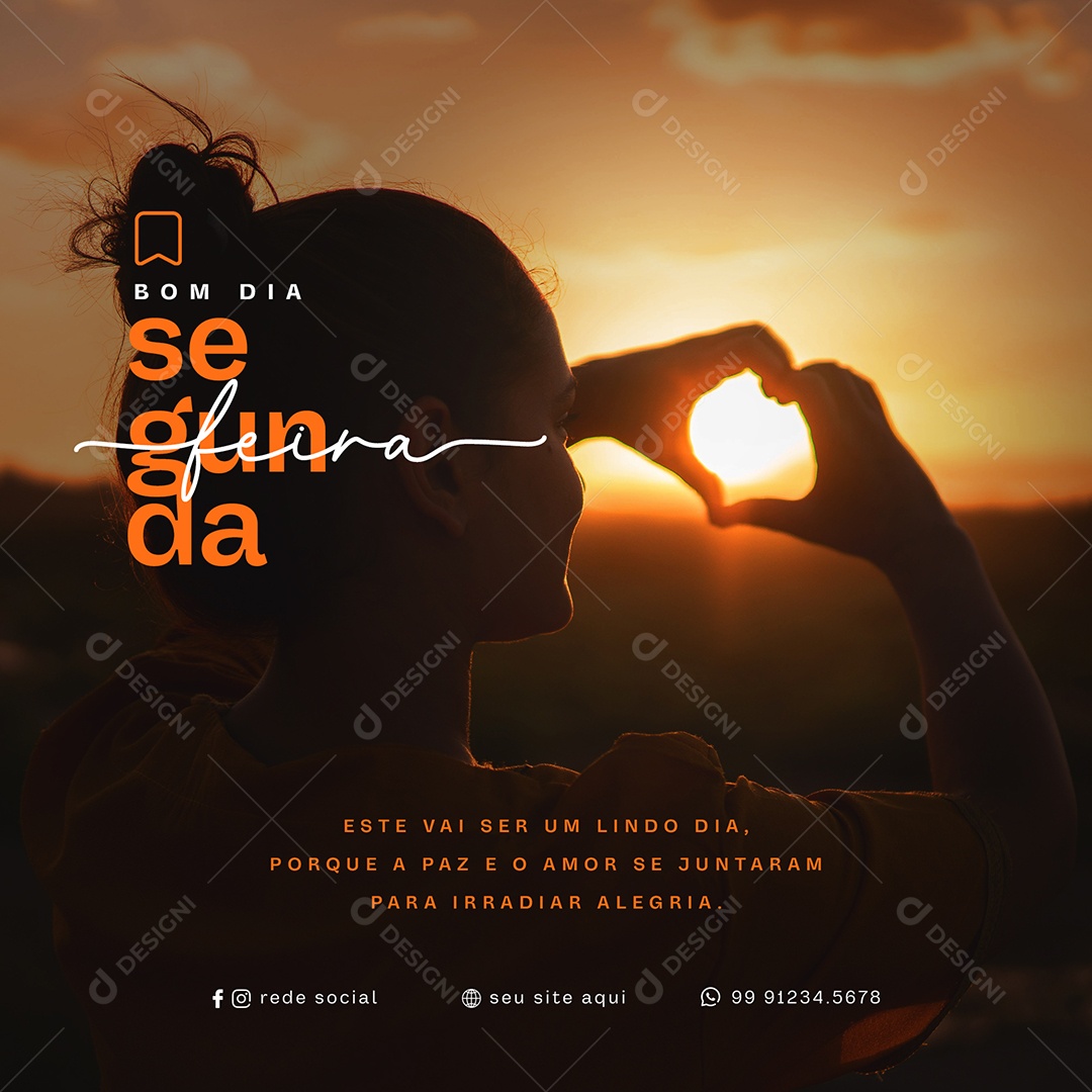 Mensagem Bom Dia Segunda Feira Social Media PSD Editável