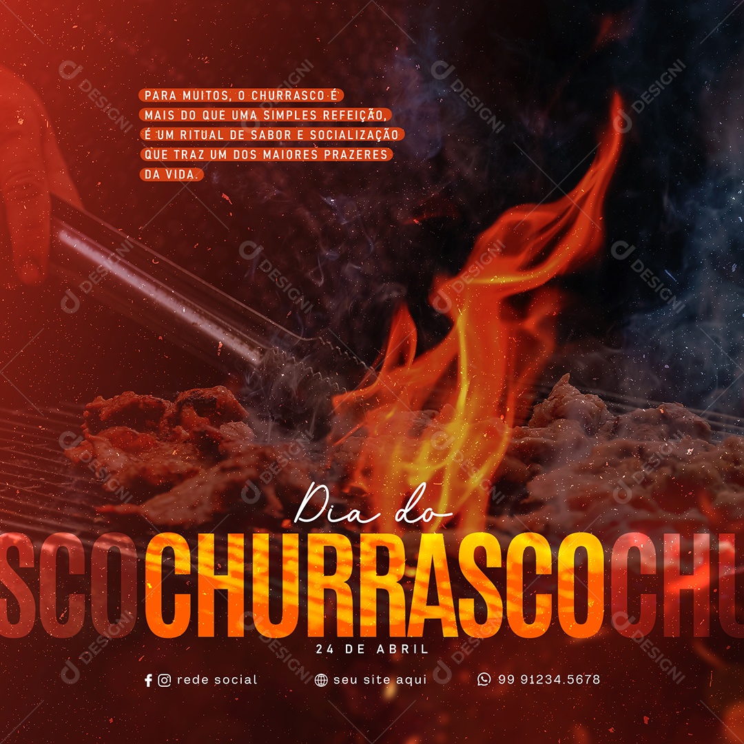 Dia do Churrasco 24 de Abril Social Media PSD Editável