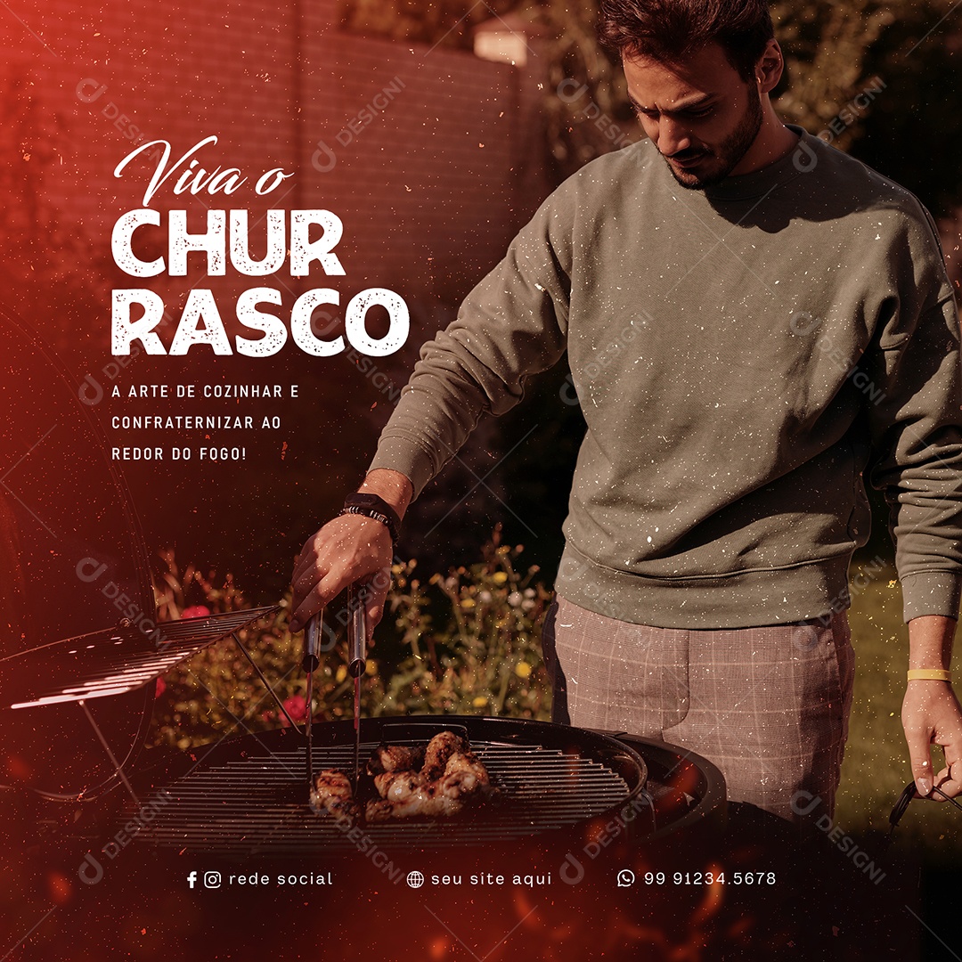 Viva o Churrasco Dia do Churrasco 24 de Abril Social Media PSD Editável