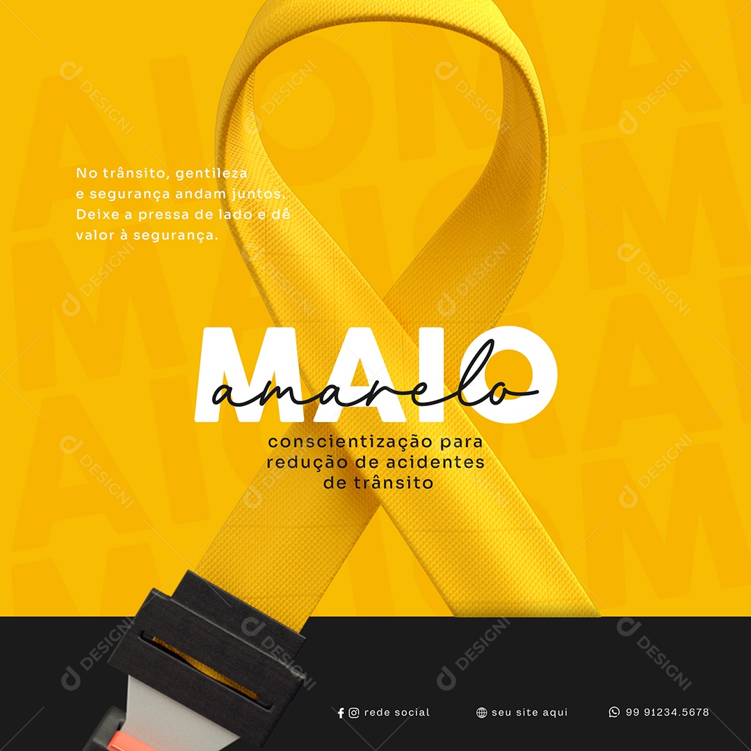 Maio Amarelo Conscientização Para Redução de Acidentes de Trânsito Social Media PSD Editável