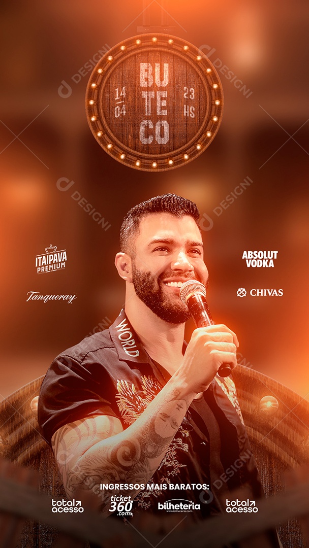 Story Buteco Flyer Gusttavo Lima Social Media PSD Editável