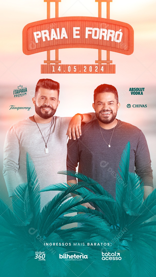 Story Praia E Forró Flyer Douglas & Vinicius Social Media PSD Editável