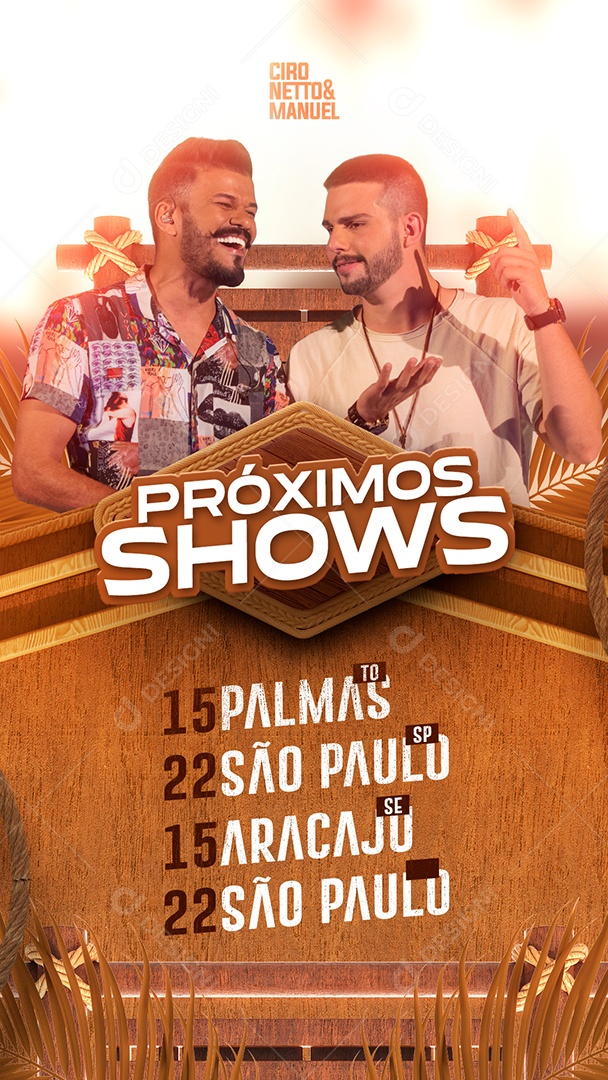 Story Próximos Shows Flyer Ciro Netto & Manuel Social Media PSD Editável