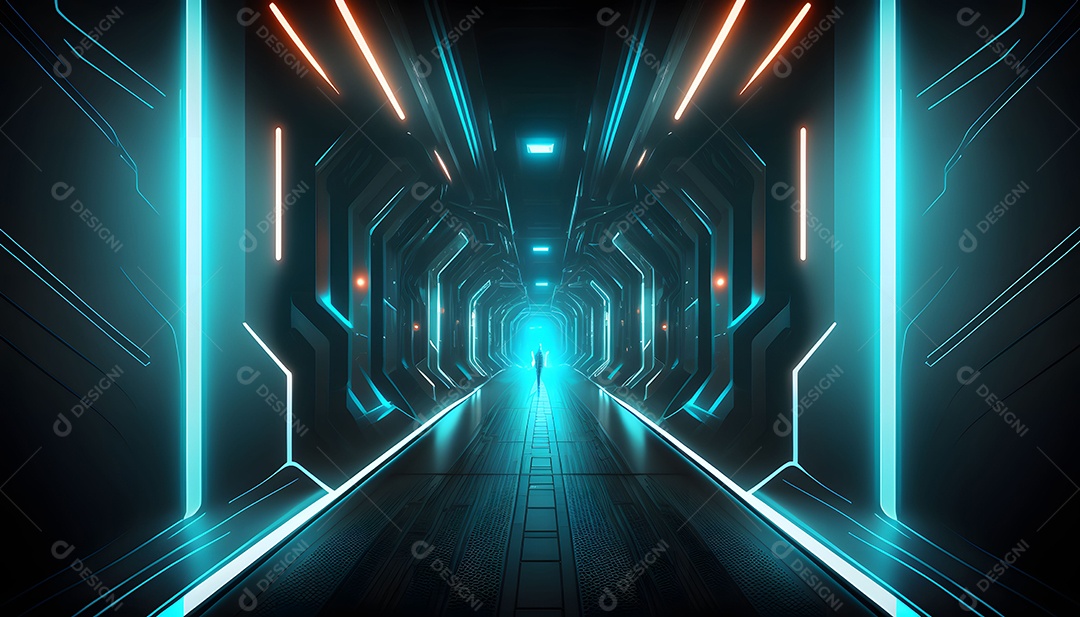 Fundo Futurista Com Luz Neon Azul