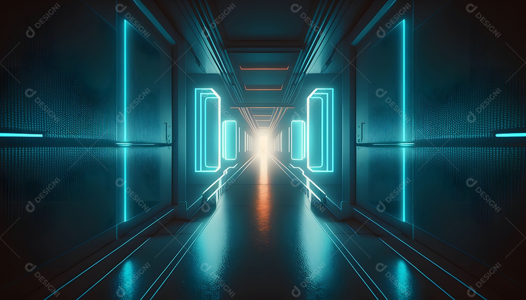 Fundo Futurista Com Luz Neon Azul