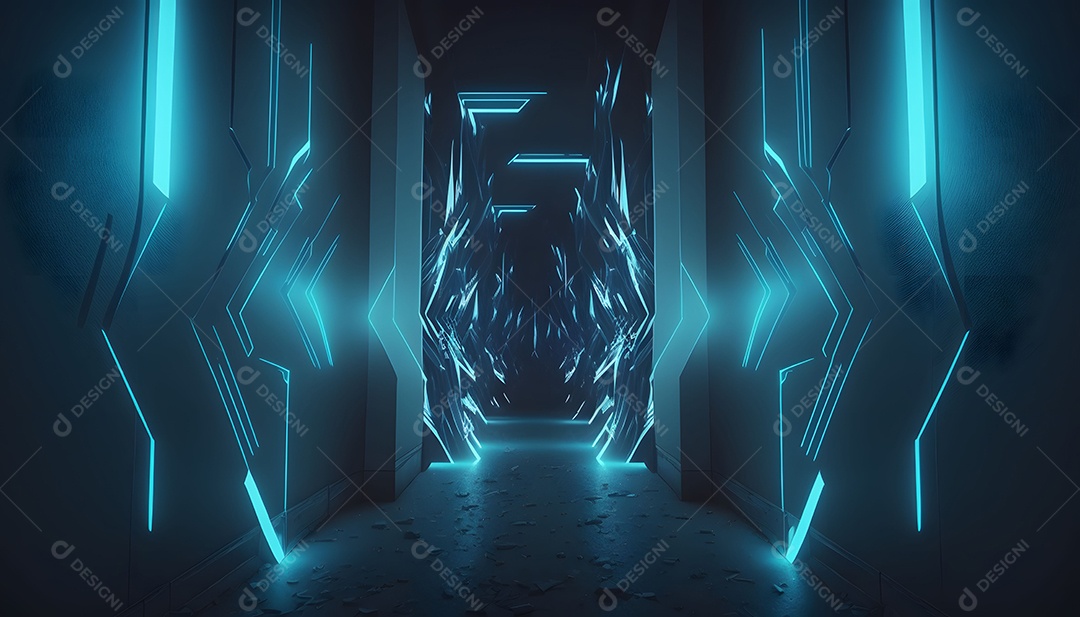 Fundo Futurista Com Luz Neon Azul