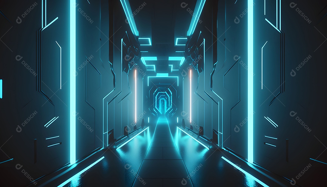 Fundo Futurista Com Luz Neon Azul