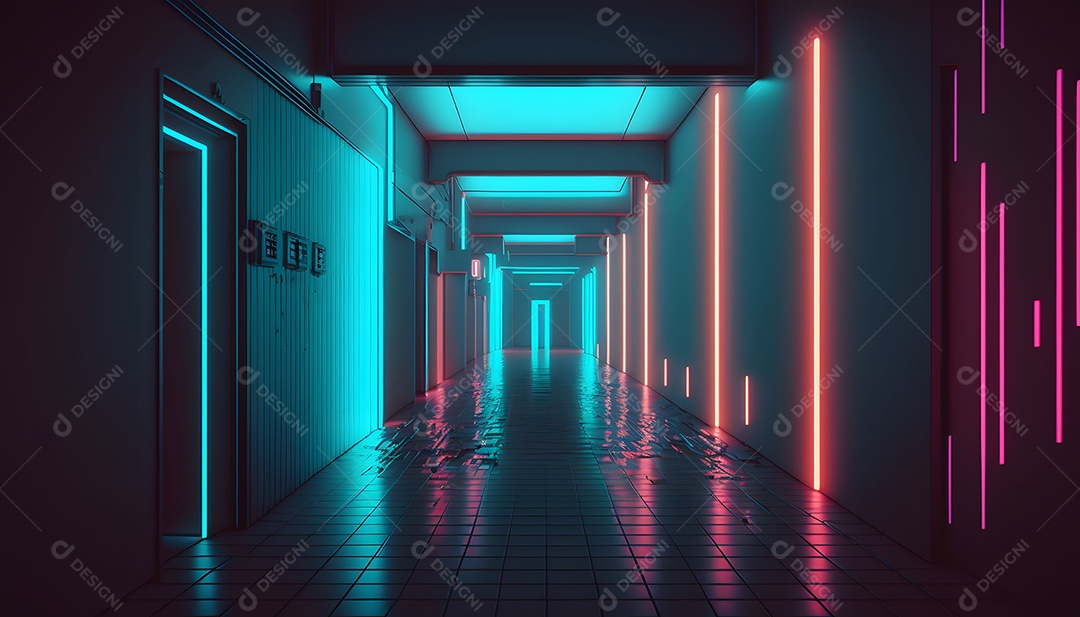 Fundo Futurista Cyberpunk Com Luz Neon