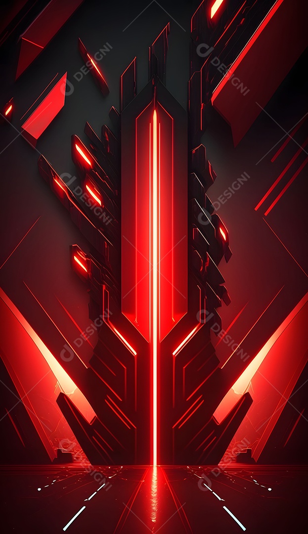 Cenário De Verão Futurista Com Luz Neon Vermelho