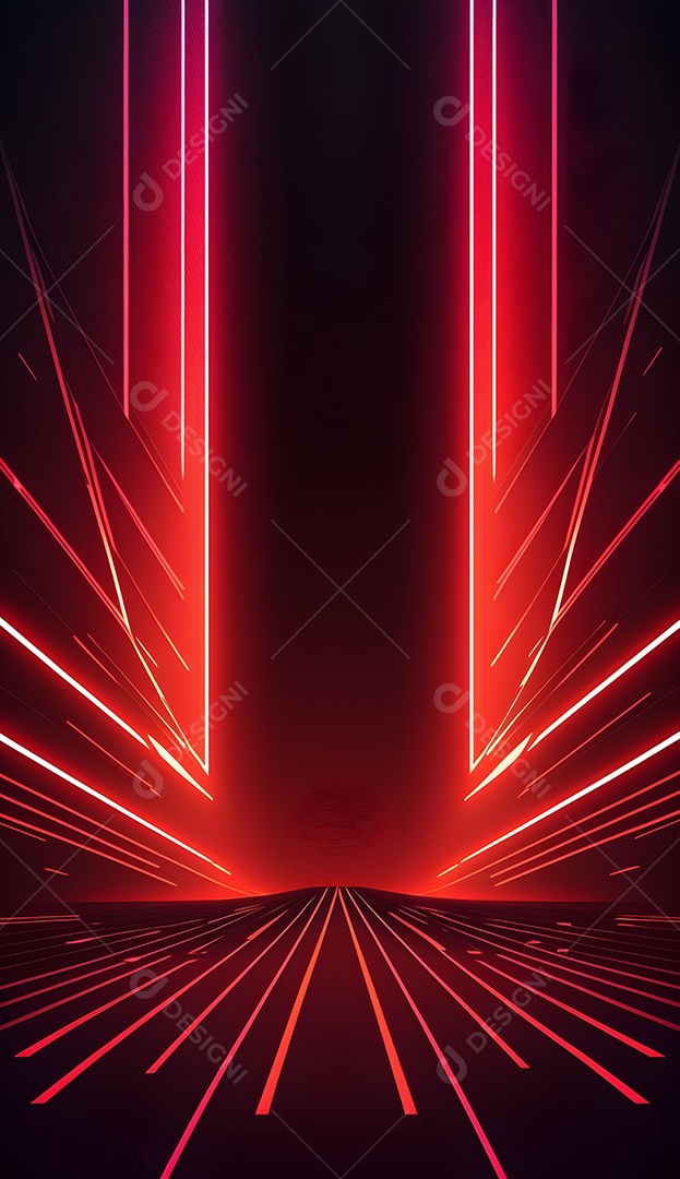 Cenário De Verão Futurista Com Luz Neon Vermelho