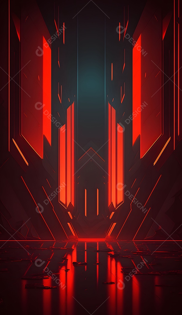 Cenário De Verão Futurista Com Luz Neon Vermelho