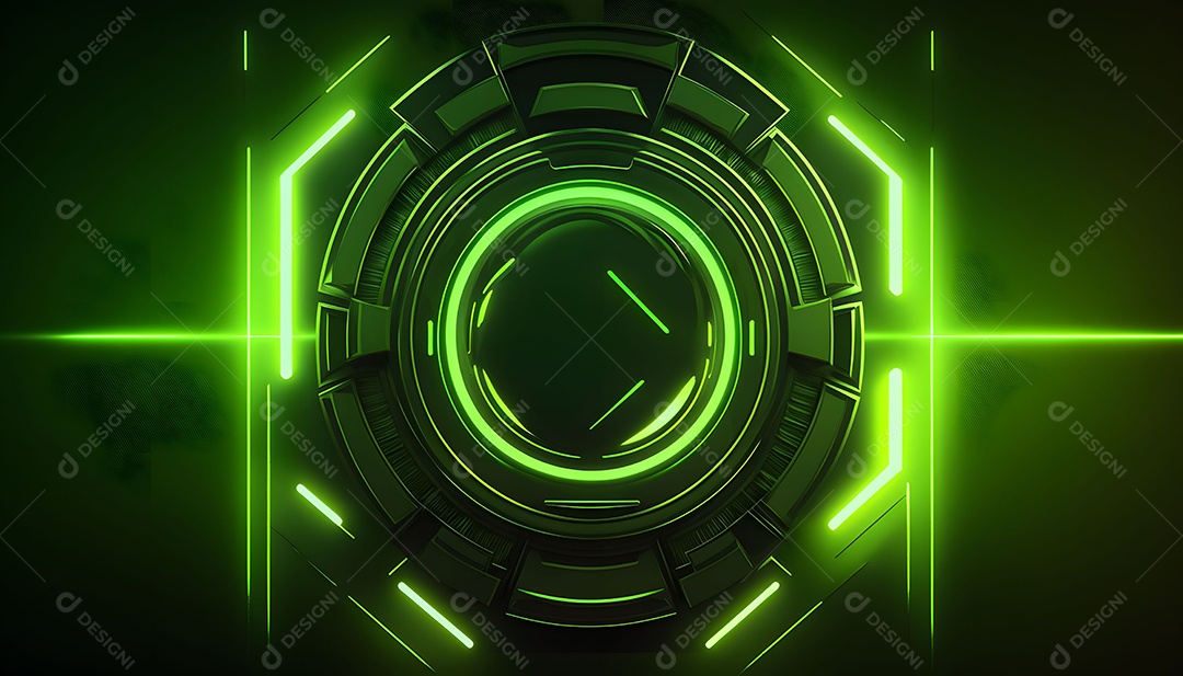 Cenário De Verão Futurista Com Luz Neon Verde