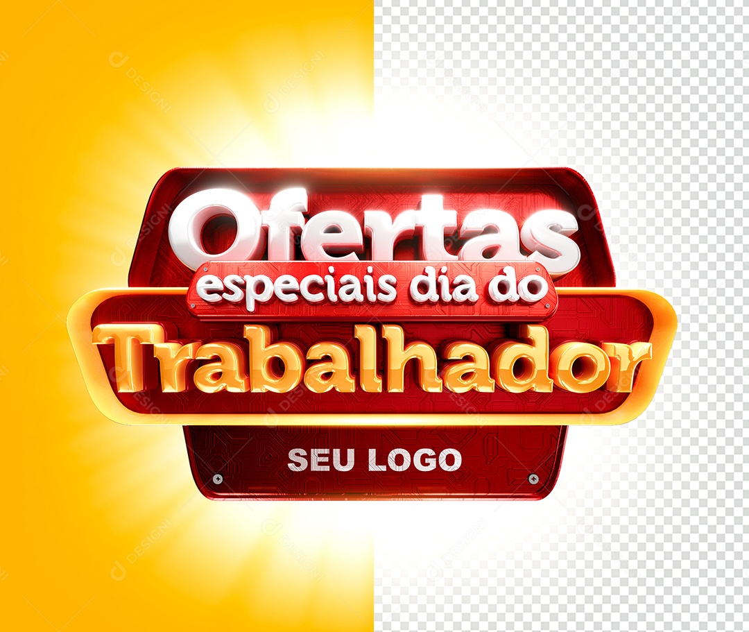 Selo 3D Para Composição Ofertas Especiais Dia do Trabalhador PSD
