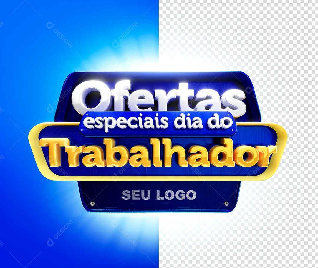 Selo 3D Para Composição Ofertas Especiais Dia do Trabalhador PSD