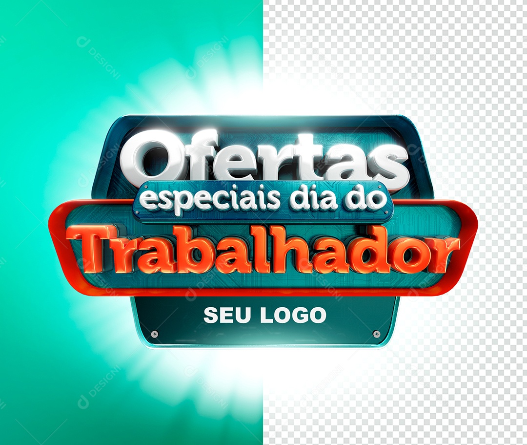 Selo 3D Para Composição Ofertas Especiais Dia do Trabalhador PSD
