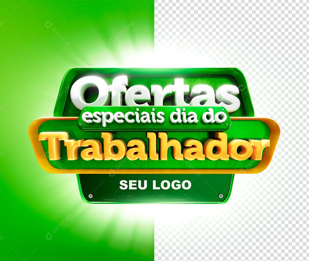 Selo 3D Para Composição Ofertas Especiais Dia do Trabalhador PSD