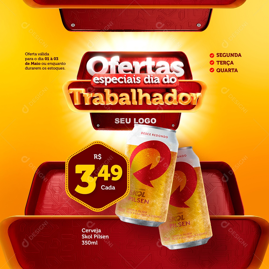 Ofertas Especiais Dia do Trabalhador Venha Conferir Social Media PSD Editável