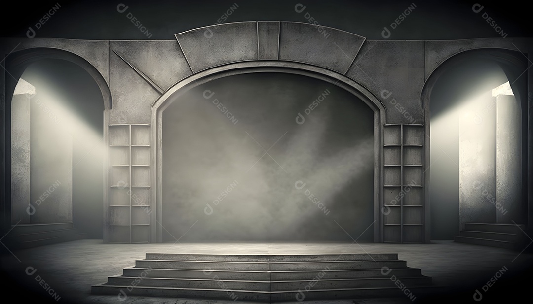 Cenário De Palco De Madeira Com Luzes Branca Background