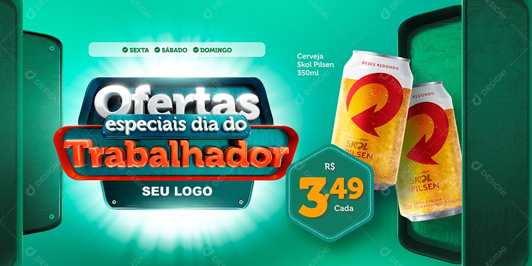 Ofertas Especiais Dia do Trabalhador Venha Conferir Social Media PSD Editável