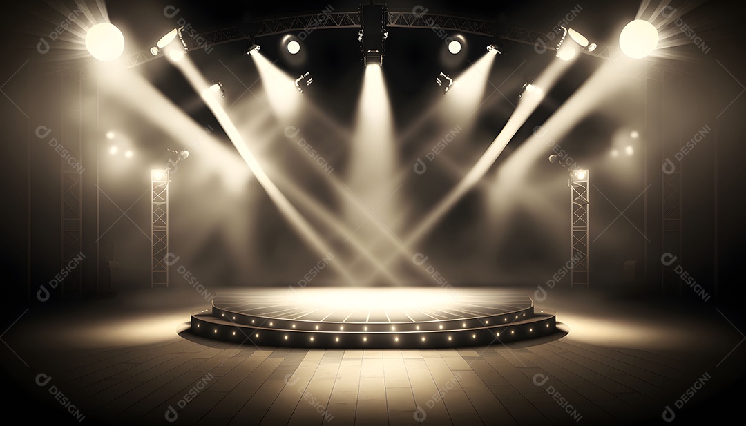 Cenário De Palco De Show Com Holofotes Luzes Branca