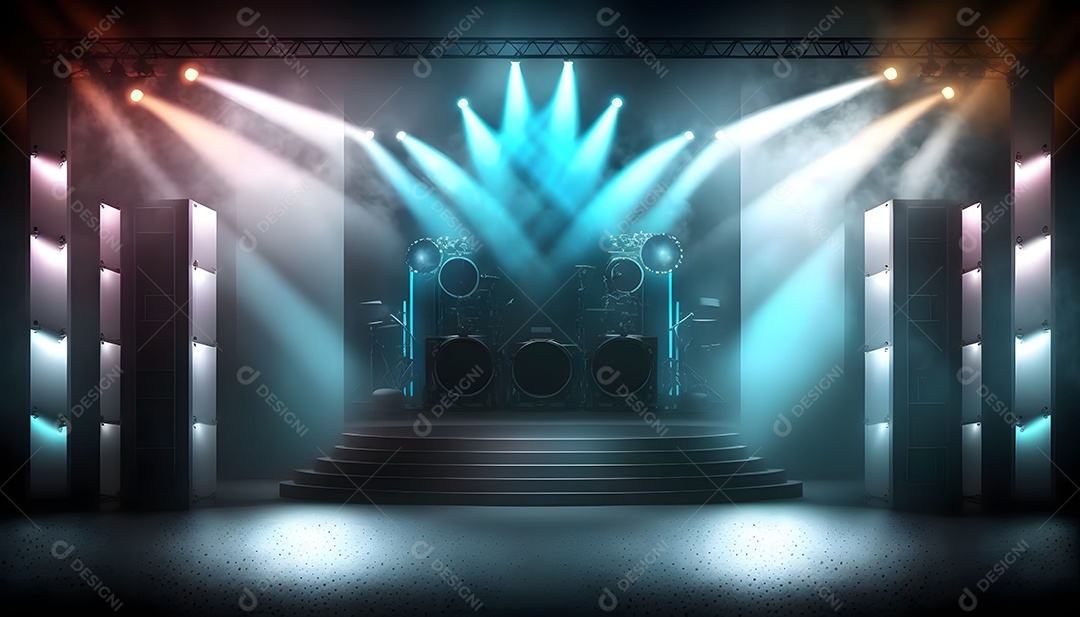 Palco Vazio Com Holofotes Iluminando O Espaço Vazio