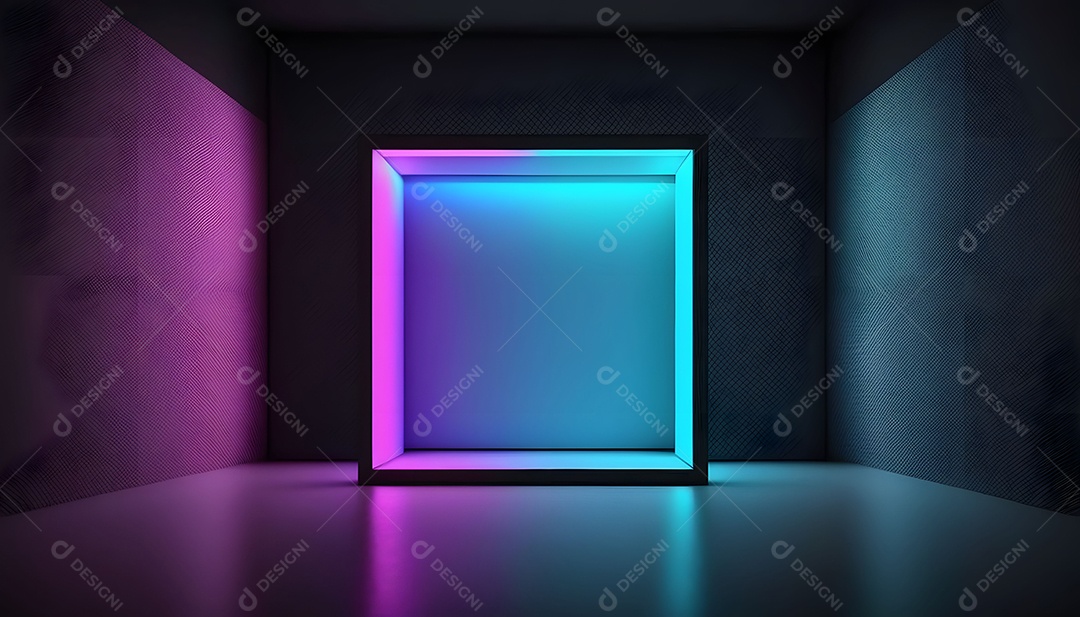 Apresentação De Cenario Com Espaço Vazio e Luzes Neon Coloridas