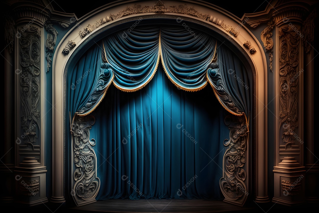 Foto De Palco Com Cortinas Azuis