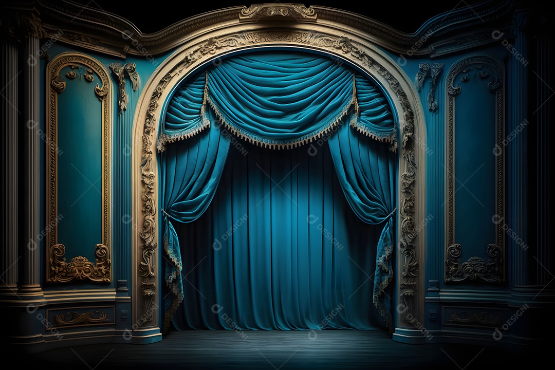 Foto De Palco Com Cortinas Azuis