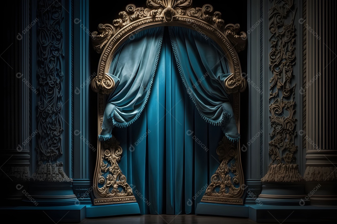 Foto De Palco Com Cortinas Azuis