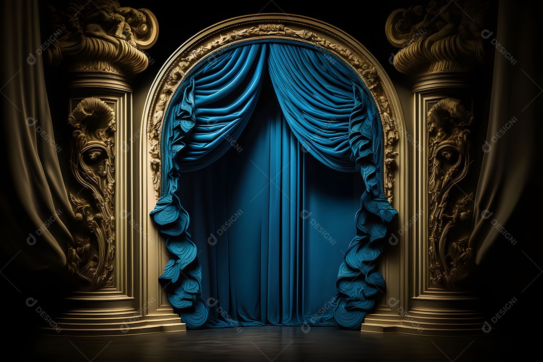 Foto De Palco Com Cortinas Azuis
