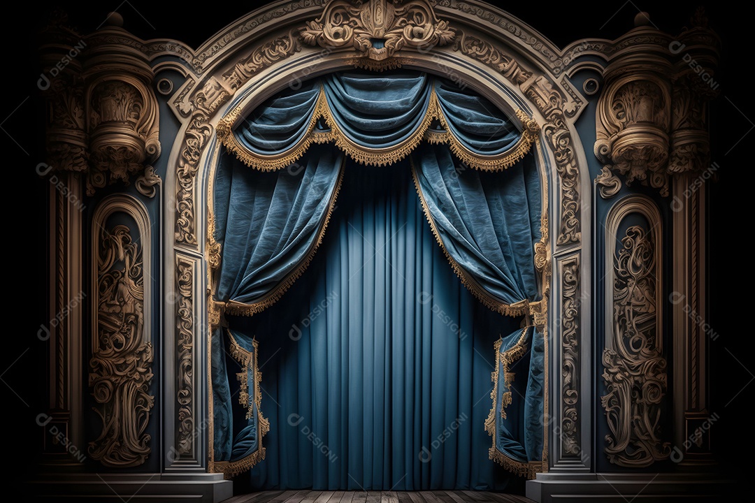 Foto De Palco Com Cortinas Azuis