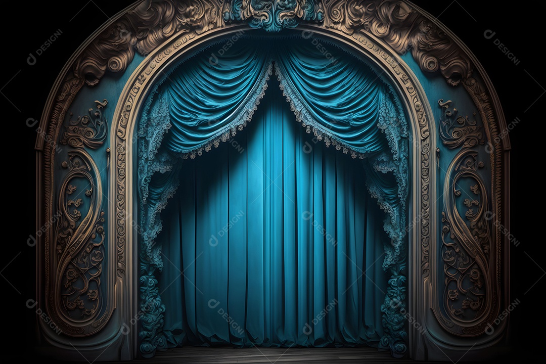 Foto Profissional De Palco Com Cortinas Azuis