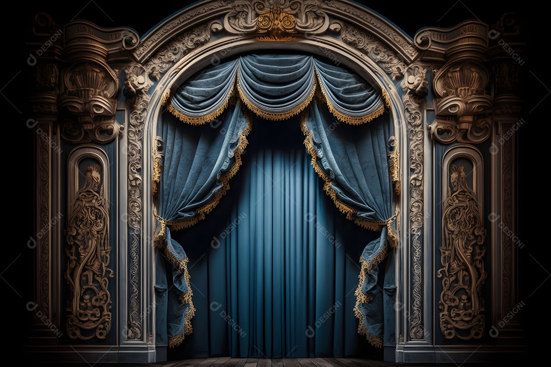 Foto Profissional De Palco Com Cortinas Azuis