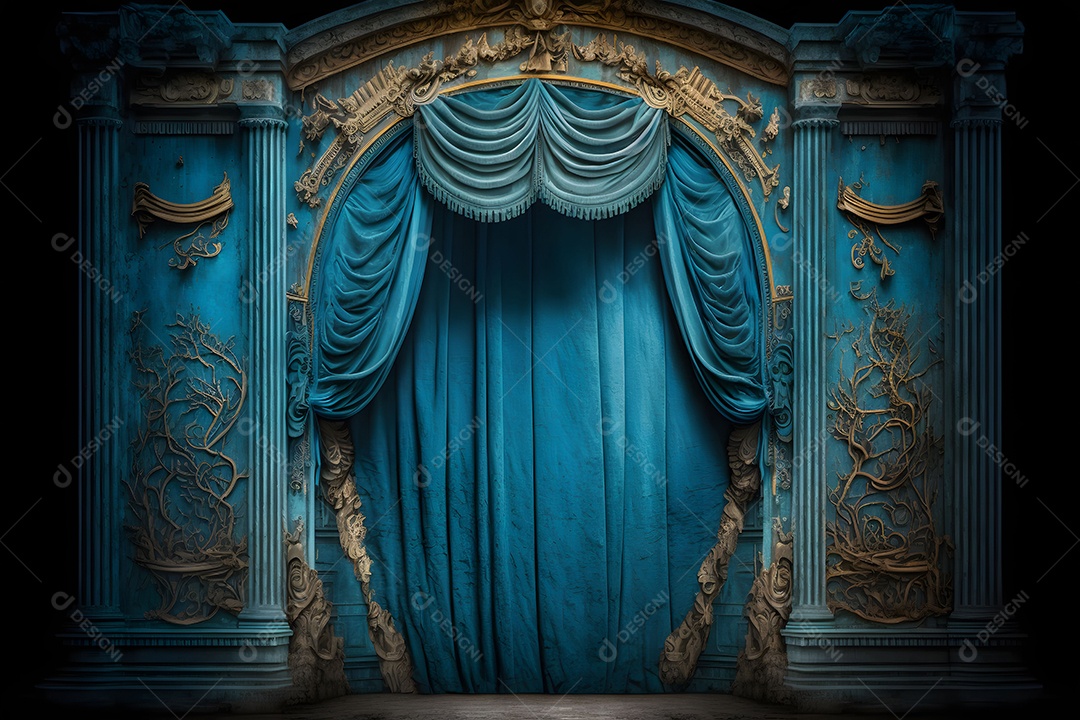 Foto Profissional De Palco Com Cortinas Azuis