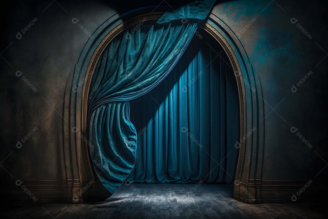 Foto Profissional De Palco Com Cortinas Azuis