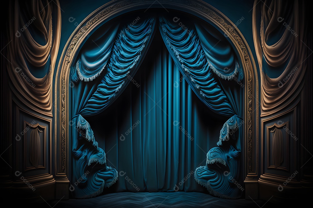 Foto Profissional De Palco Com Cortinas Azuis