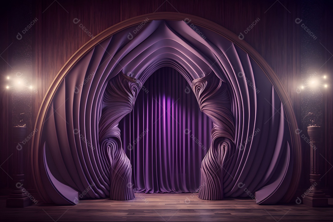 Foto Profissional De Palco Com Cortinas Roxas