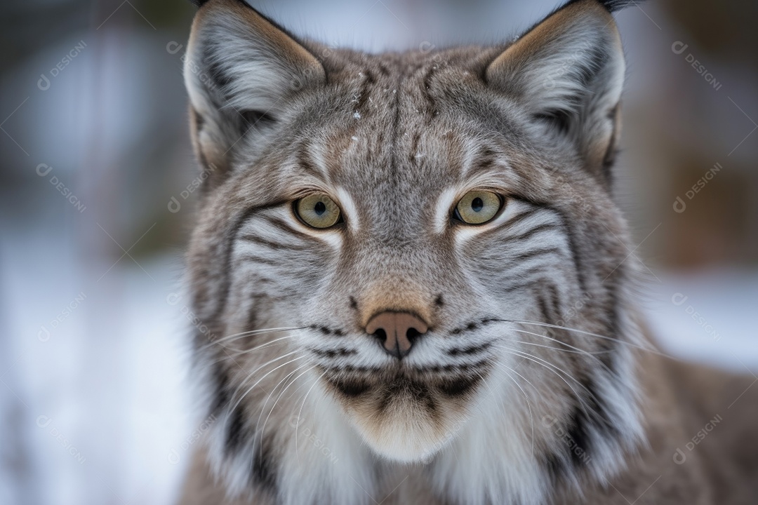 Lince irritado com as orelhas para trás e mostrando os dentes olhando para a câmera