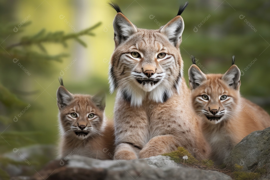 Linces irritados com as orelhas para trás e mostrando os dentes olhando para a câmera