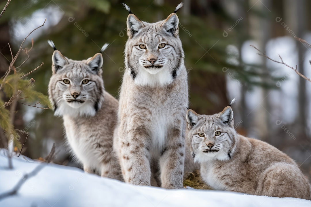 Linces irritado com as orelhas para trás e mostrando os dentes olhando para a câmera