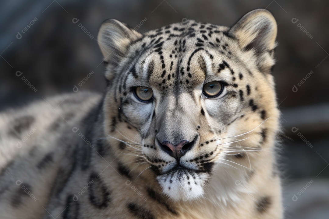 Leopardo-das-neves olhando para a câmera