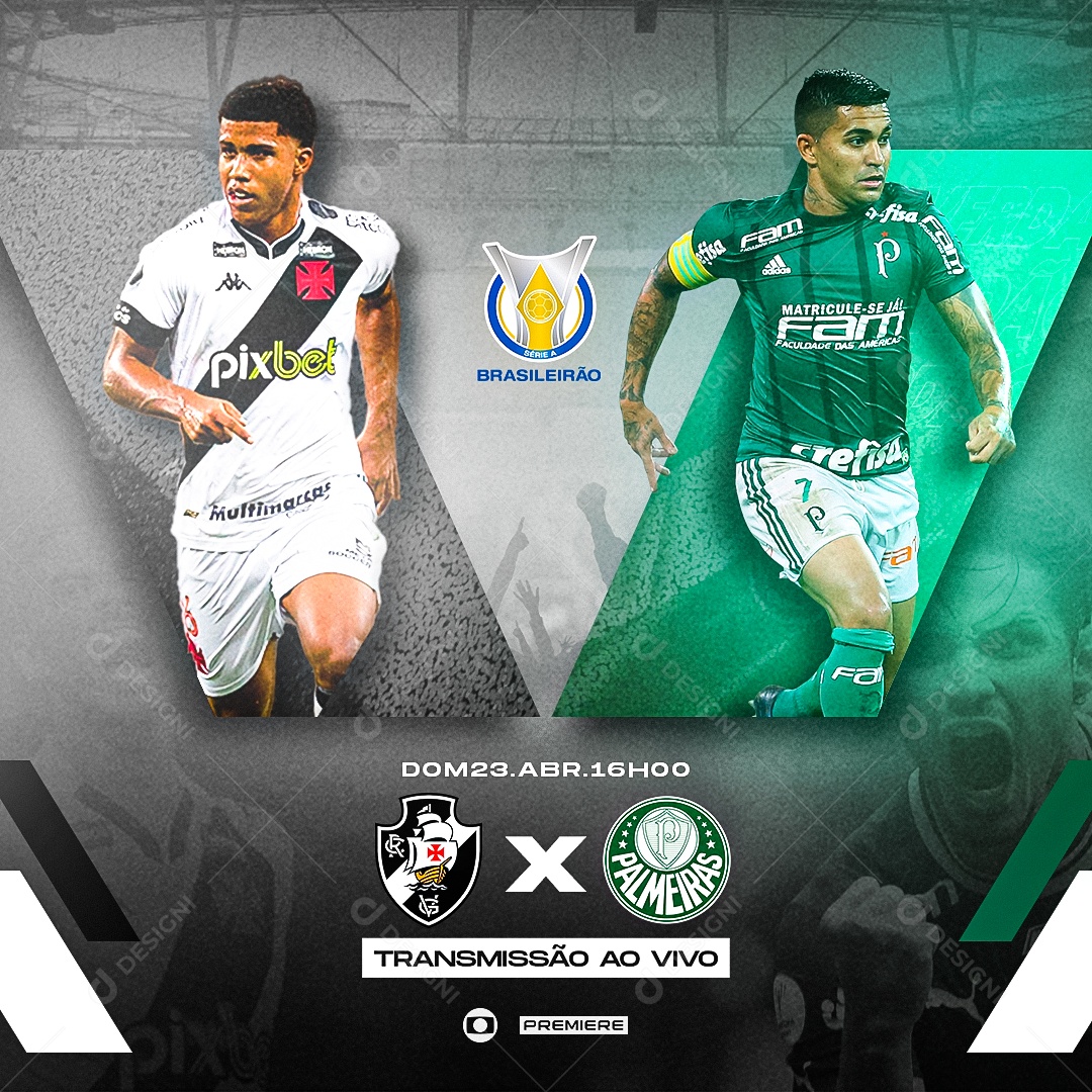 Social Media Futebol Brasileirão Palmeiras X Vasco PSD Editável