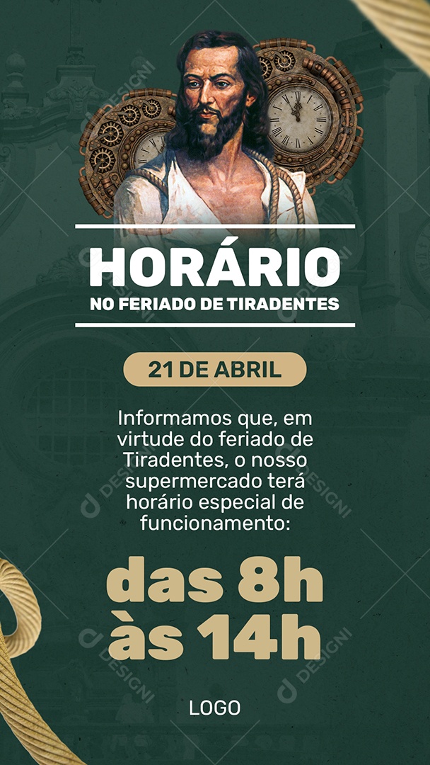 Story Horário Especial Dia de Tiradentes 21 de Abril Social Media PSD Editável